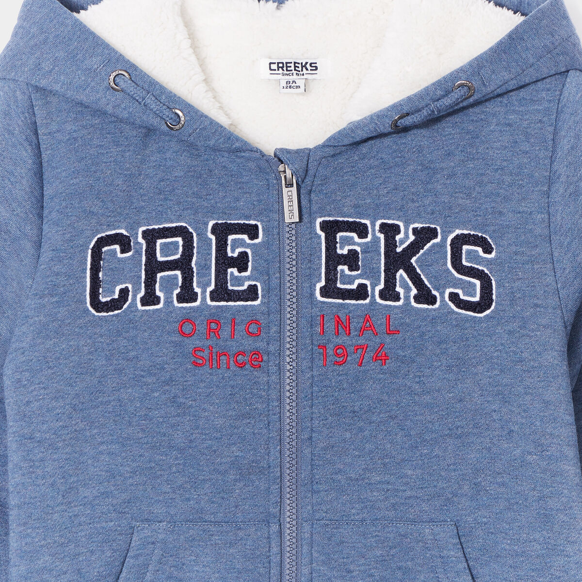 Sweat zipp&eacute; &agrave; capuche doubl&eacute; bleu gar&ccedil;on
