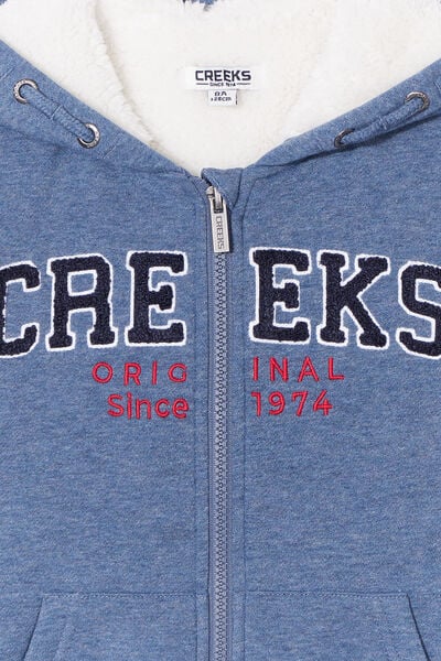 Sweat zipp&eacute; &agrave; capuche doubl&eacute; bleu gar&ccedil;on