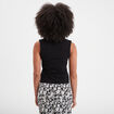 T-shirt coton sans manches col polo noir femme