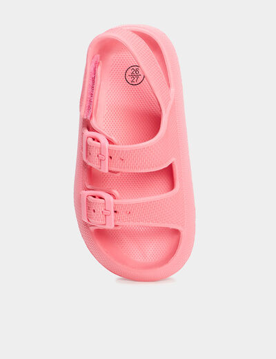 Mules de plage avec boucles rose fille