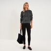 Pull col rond &agrave; sequins gris fonc&eacute; femme