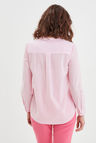 Chemise manches retroussables blanc femme