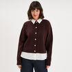Gilet effet 2-en-1 col chemise marron fonc&eacute; femme