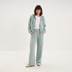 Pantalon de jogging large molletonn&eacute; bleu gris femme