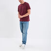 T-shirt droit en coton manches courtes prune homme