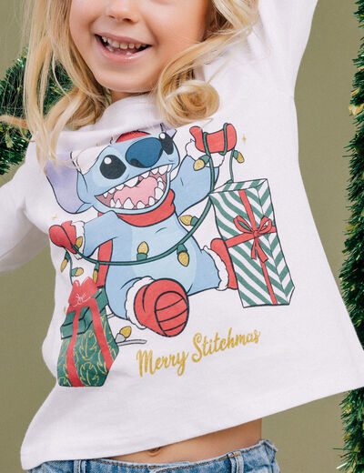 T-shirt Fille Primark Blanc - Manches Longues - Taille 9-10 Ans - Motif Noël