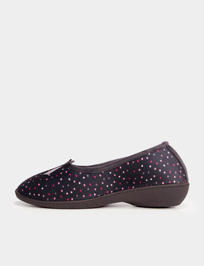 Chaussons ballerines aspect velours bleu gris femme