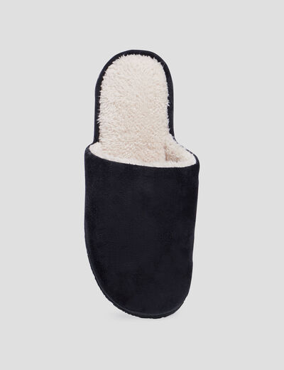 Chaussons mules aspect velours noir homme