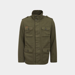 Veste droite col montant vert kaki homme