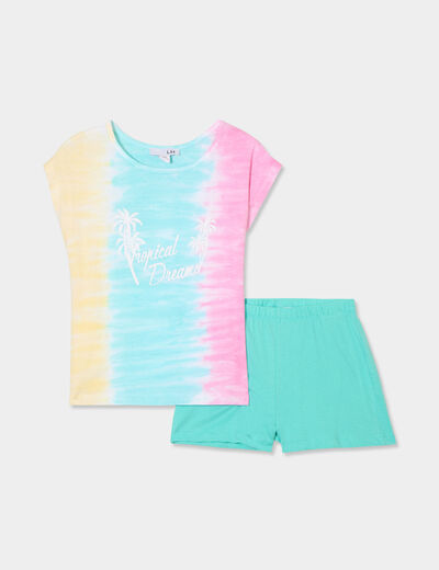 Ensemble pyjama short 2 pièces coton rose fille