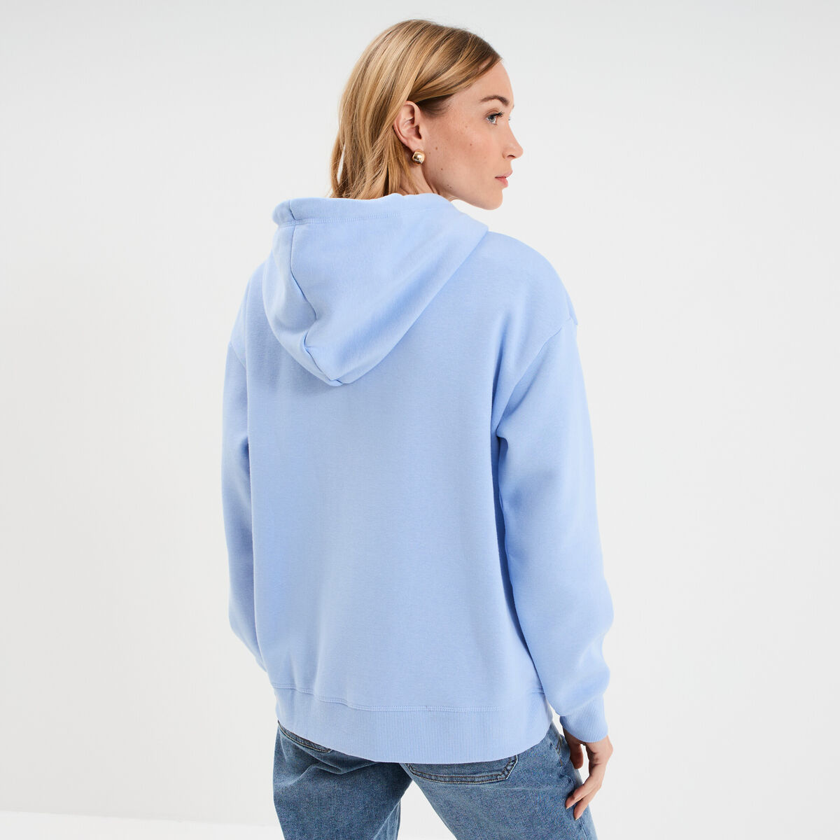 Sweat zipp&eacute; &agrave; capuche bleu lavande femme