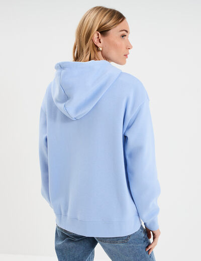 Sweat zipp&eacute; &agrave; capuche bleu lavande femme