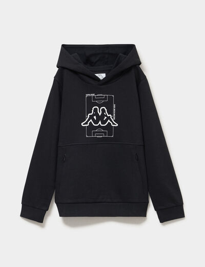 Sweat hoodie avec poches zipp&eacute;es Kappa noir gar&ccedil;on