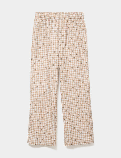 Pantalon de pyjama droit coton ecru femme