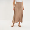 Jupe longue effet satin marron femme