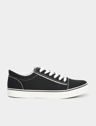 Tennis basses en toile à lacets noir homme