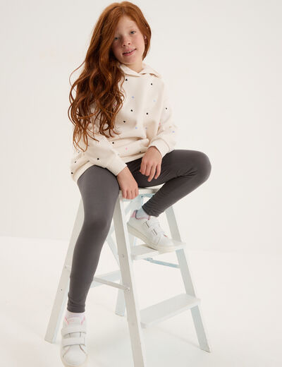 Ensemble sweat long et legging beige fille