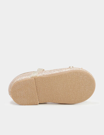 Ballerines à paillettes et noeuds jaune or bébé fille