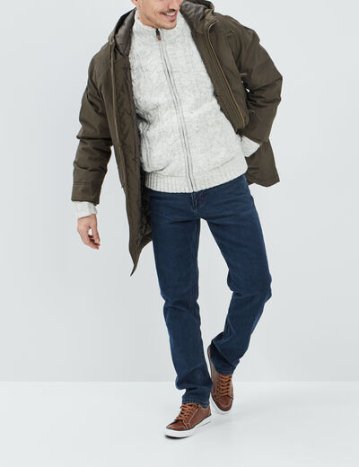 Gilet zippé avec torsades ivoire homme