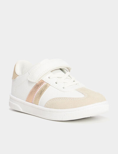Tennis basses à scratchs blanc fille