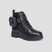 Bottines crantées avec pochettes noir fille