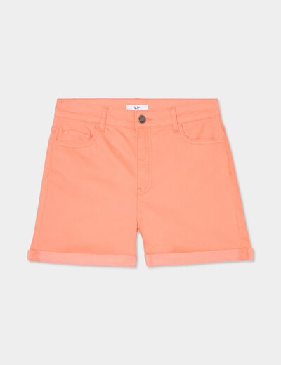 Short en jean slim rose corail femme