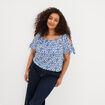 T-shirt gaufr&eacute; avec manches &agrave; noeuds ecru femme grande taille