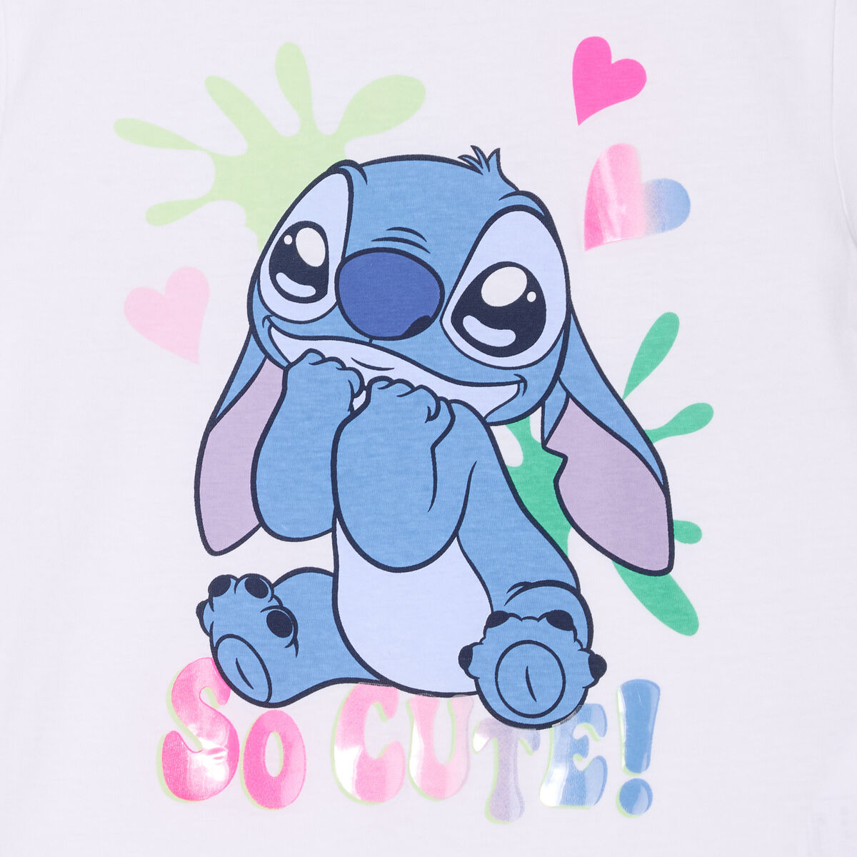 T-shirt manches courtes coton Stitch blanc fille