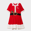 Robe de No&euml;l &eacute;vas&eacute;e manches courtes rouge femme