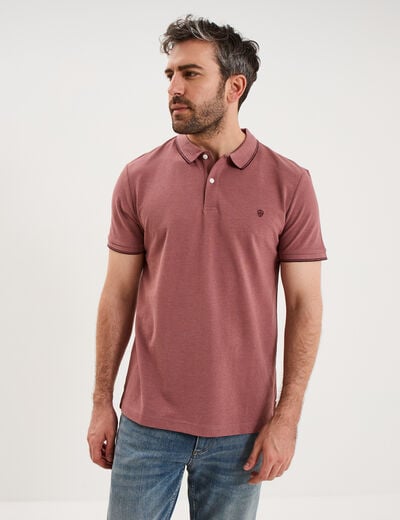 Polo piqu&eacute; coton manches courtes vieux rose homme