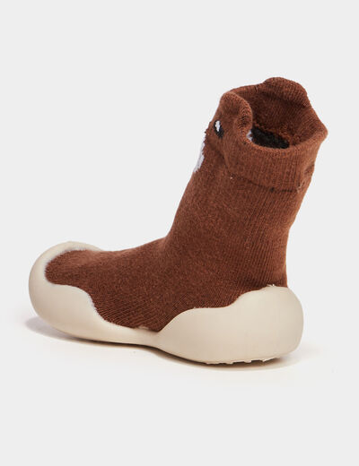 Chaussons chaussettes marron bébé garçon