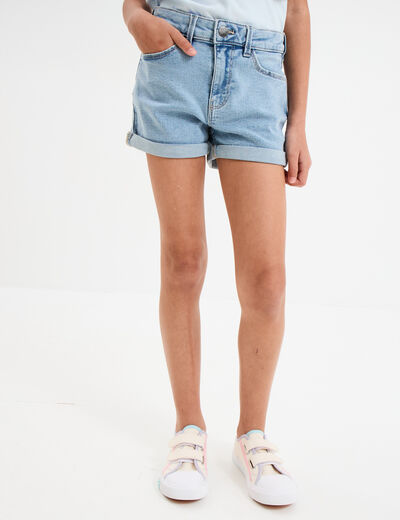 Short en jean denim 5 poches denim bleach fille