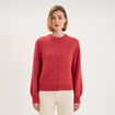 Gilet cardigan col rond boutonn&eacute; rose cerise femme
