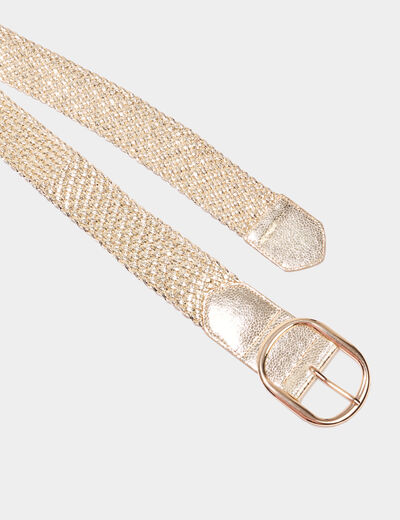 Ceinture tressée couleur or femme