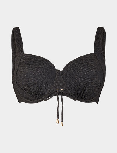 Haut de maillot de bain avec cordons noir femme grande taille