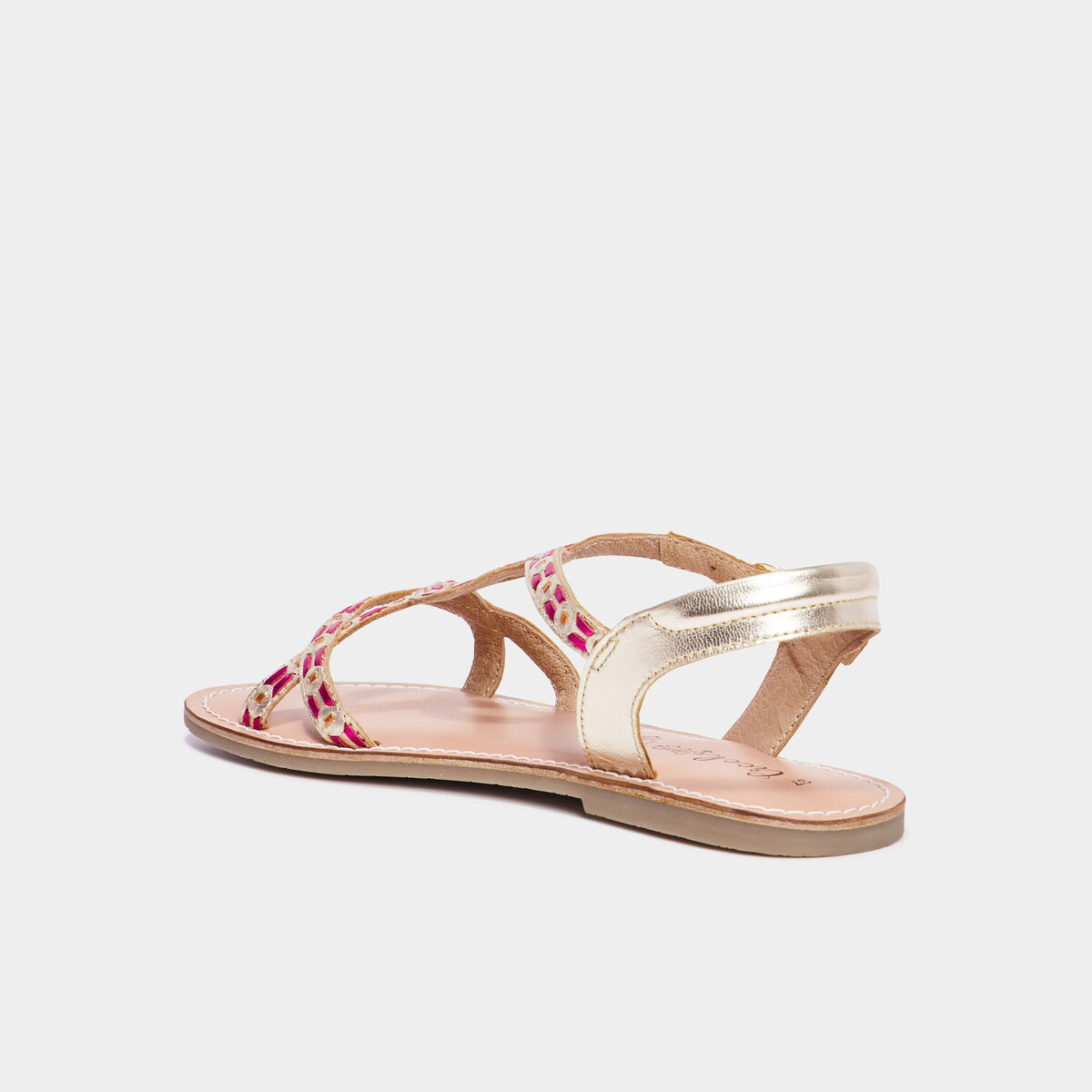 Sandales plates m&eacute;tallis&eacute;es cuir Creeks multicolore fille