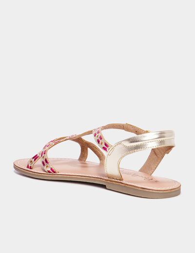 Sandales plates métallisées cuir Creeks multicolore fille