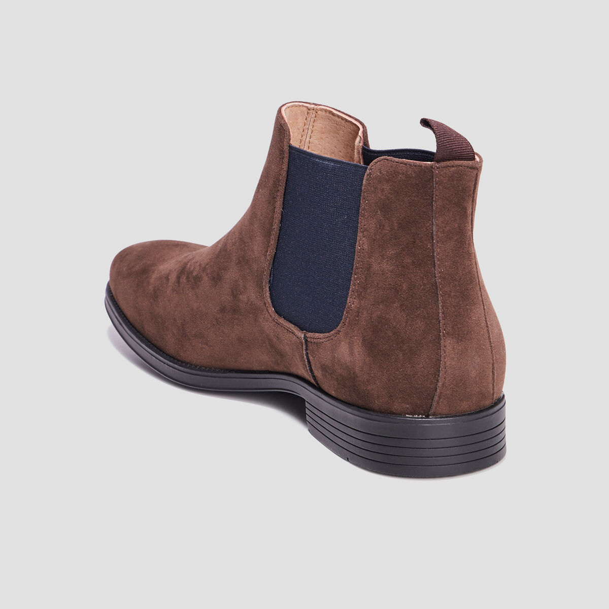 Bottines chelsea effet su&eacute;dine marron fonc&eacute; homme