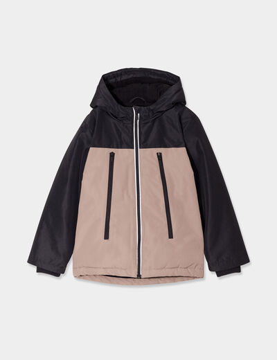 Veste zippée à capuche taupe garçon