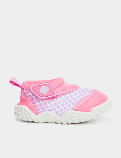 Chaussures de plage à scratchs rose bébé fille