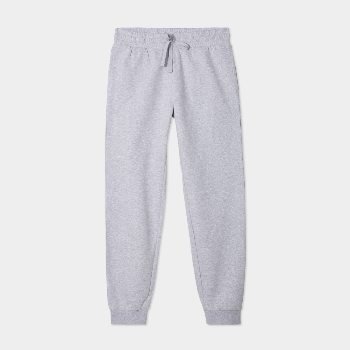 Pantalon jogging droit molleton gris homme