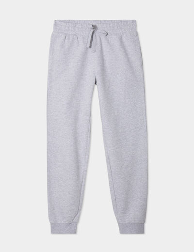 Pantalon jogging droit molleton gris homme
