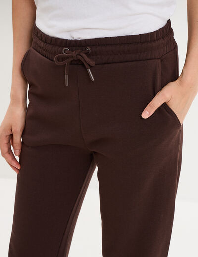 Pantalon de jogging molletonn&eacute; marron fonc&eacute; femme