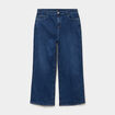 Jean taille haute wide leg cropped denim stone femme grande taille