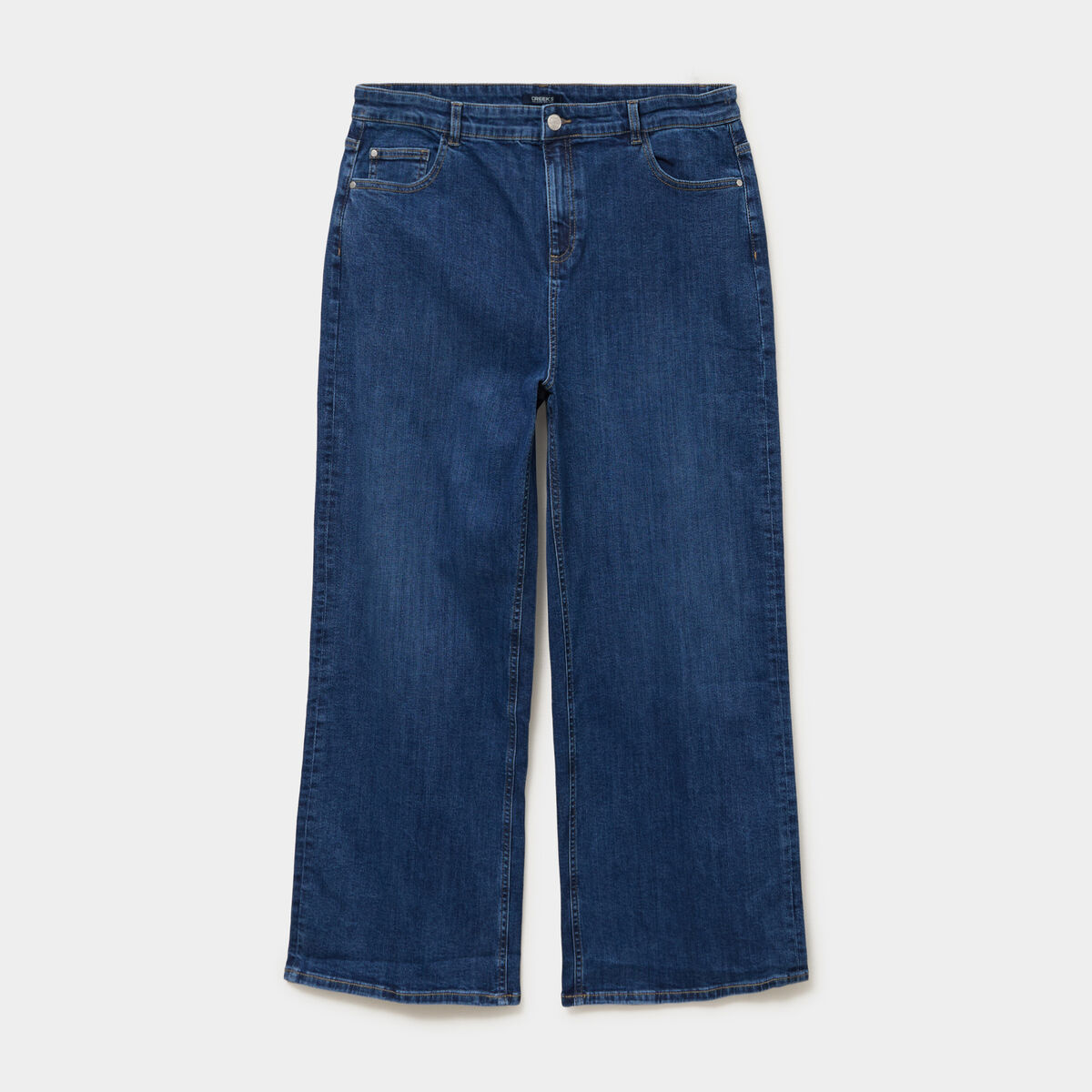 Jean taille haute wide leg cropped denim stone femme grande taille