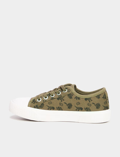 Tennis basses en toile vert kaki gar&ccedil;on