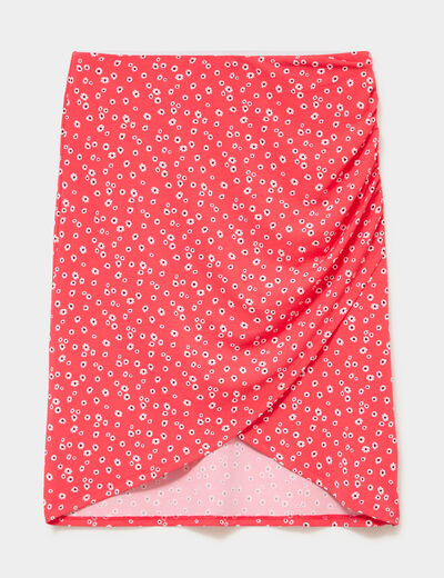 Jupe tulipe courte taille &eacute;lastiqu&eacute;e rouge coquelicot femme