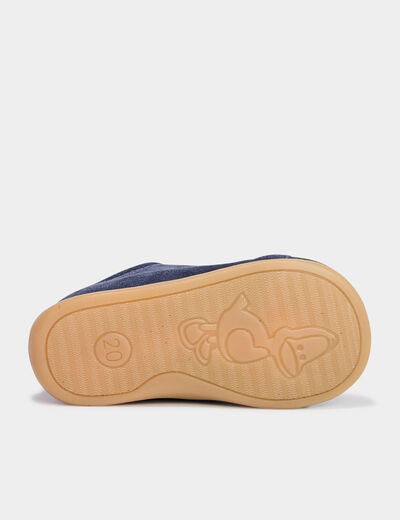 Bottillons effet suédine en cuir bleu marine bébé garçon