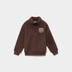 Sweat camionneur polaire manches longues marron fonc&eacute; gar&ccedil;on
