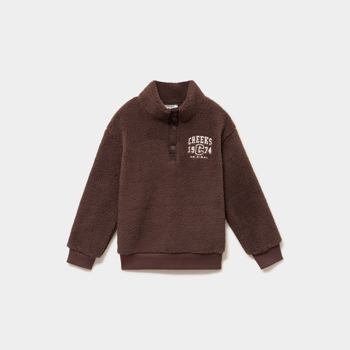 Sweat camionneur polaire manches longues marron fonc&eacute; gar&ccedil;on
